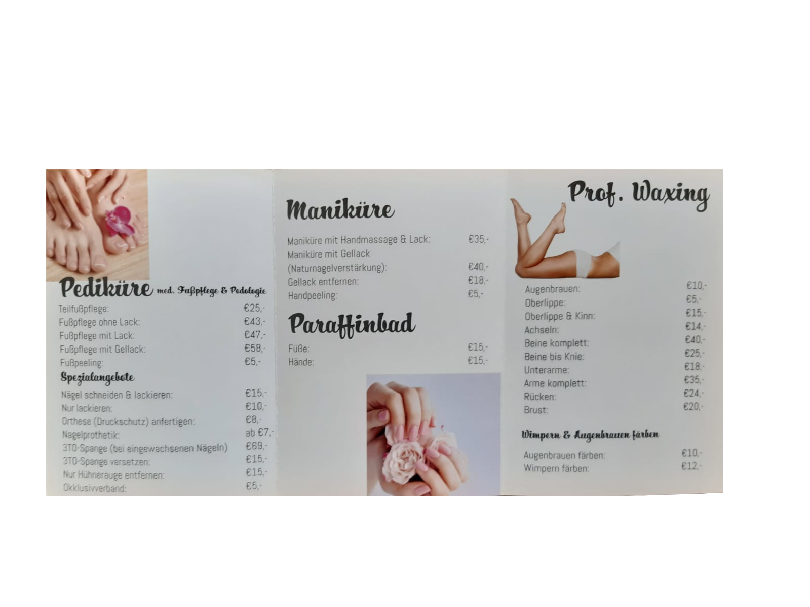 Preiliste von medizinische Fusspflege Maurer Melanie